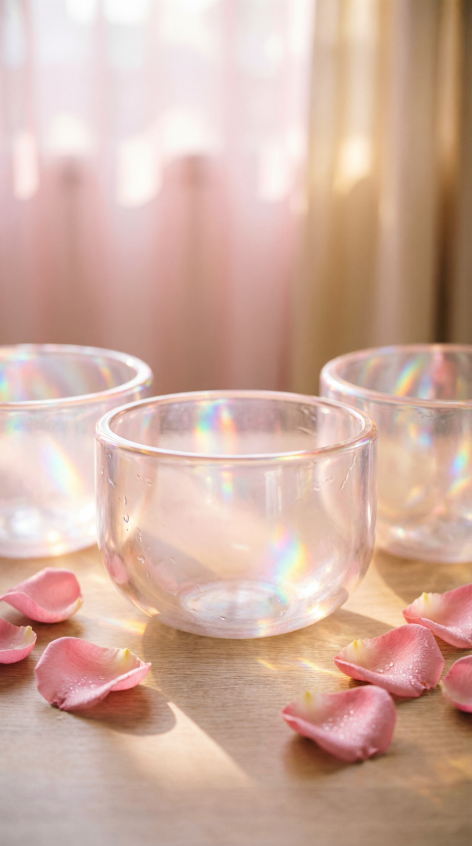 Crystal bowls com pétalas